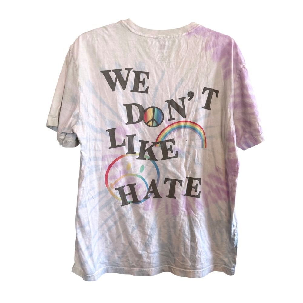 Tailgate Unisex Smiley Face Tie Dye We Don't Like Hate Graphic Tee White‎ Medium